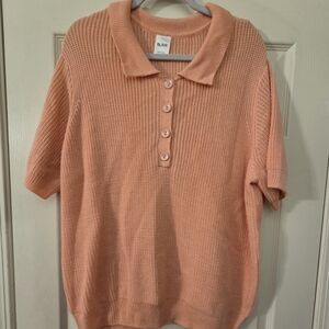 Blair Women's Peach Button Down Knit Top